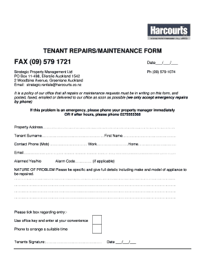Tenant Repairs/Maintenance Form