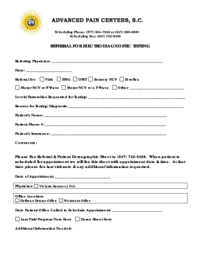 Referral for Electrodiagnostic Testing