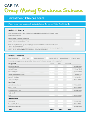 Investment Choices Form