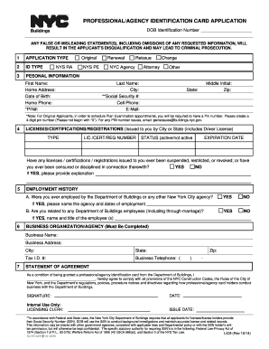 Professional/Agency Identification Card Application