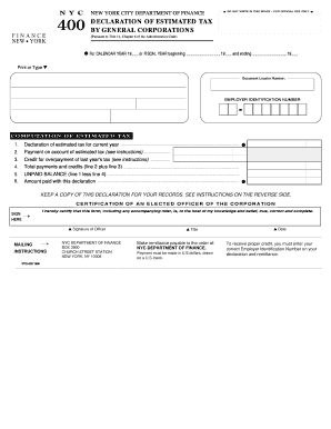 New York City General Corporation Tax Declaration