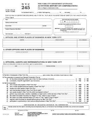 New York City Corporation Activities Report