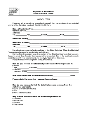 Survey Form for Statistical Yearbook Feedback