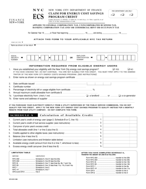 New York City Energy Cost Savings Program Credit Form