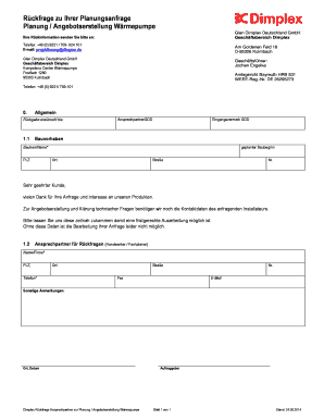 Rückfrage zu Ihrer Planungsanfrage Wärmepumpe