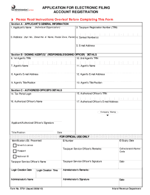 Electronic Filing Account Registration Form