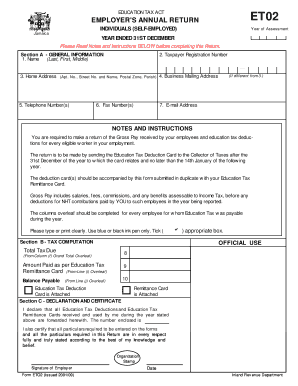 Jamaica Employer's Annual Education Tax Return