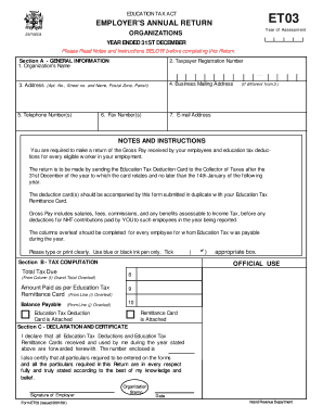 Jamaica Employer's Annual Education Tax Return