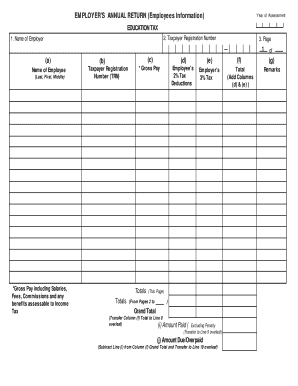 Employer's Annual Return Employee Information