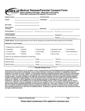 Medical Release Parental Consent Form