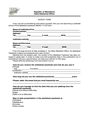 Survey Form for Statistical Yearbook Feedback