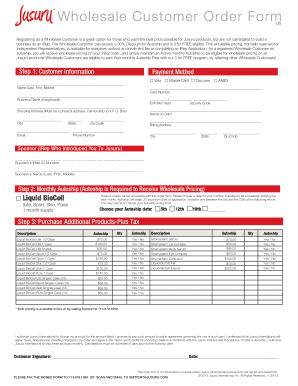 Wholesale Customer Order Form