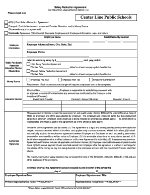 403(b) Plan Salary Reduction Agreement