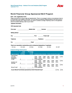 World Financial Group E&O Application Form
