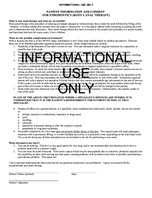 Patient Consent Form for Root Canal Therapy