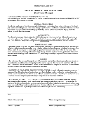 Patient Consent for Endodontic Treatment