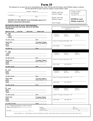 DeMolay Initiatory and DeMolay Degree Report Form 10