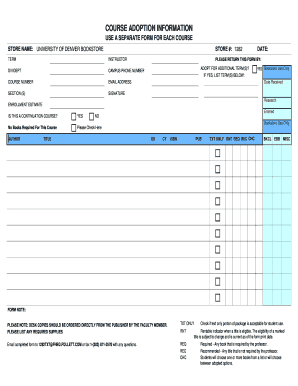 University Course Adoption Form