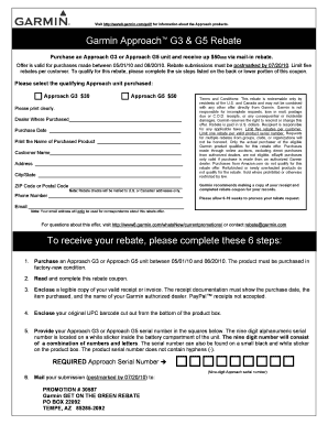 Garmin Approach G3 & G5 Rebate Form