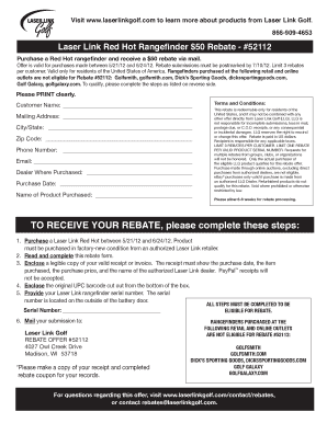 Laser Link Red Hot Rangefinder Rebate Form
