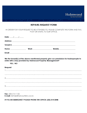 Repairs Request Form
