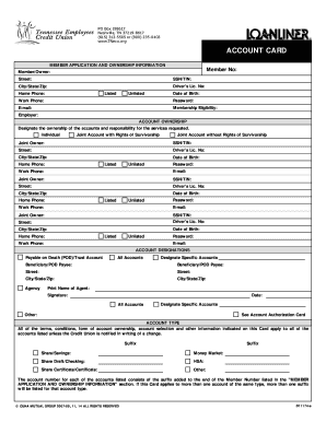 Credit Union Account Application Form