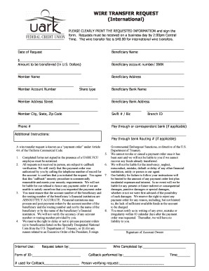 International Wire Transfer Request Form