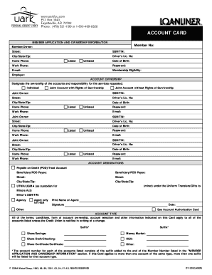 Credit Union Membership Application and Account Agreement