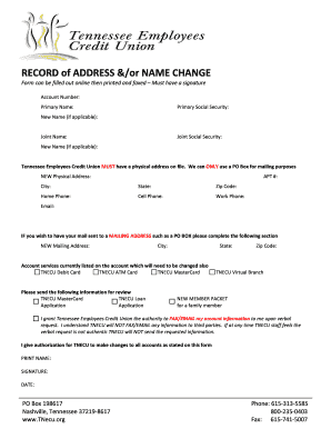 Tennessee Address and Name Change Form