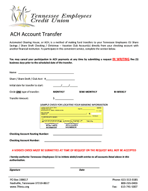 ACH Account Transfer Authorization Form