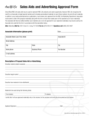 Sales Aids and Advertising Approval Form