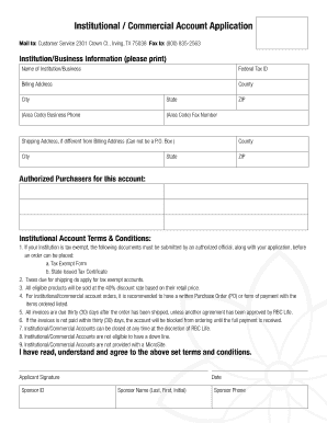 Institutional Commercial Account Application
