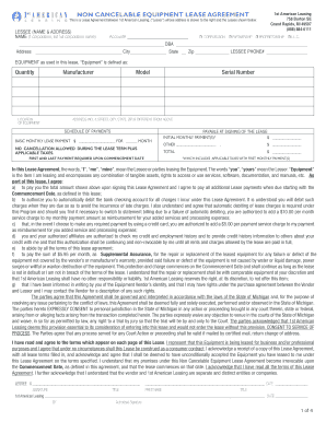 Non-Cancelable Equipment Lease Agreement