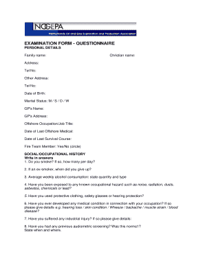 Offshore Medical Examination Form
