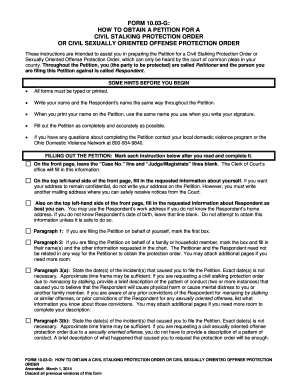 Ohio Civil Stalking Protection Order Petition