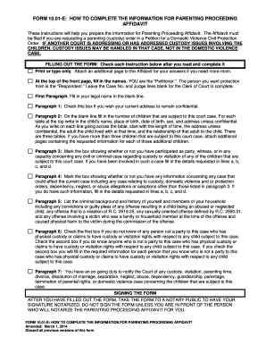 Parenting Proceeding Affidavit Form 10.01-E