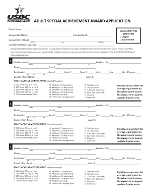 Adult Special Achievement Award Application