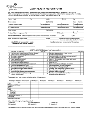 CAMP HEALTH HISTORY FORM - Volunteer Connect - connect gsnwgl