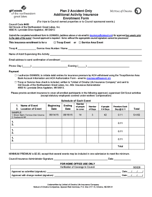 Girl Scouts Accident Insurance Enrollment Form