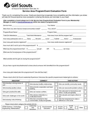 Girl Scouts Program Event Evaluation Form