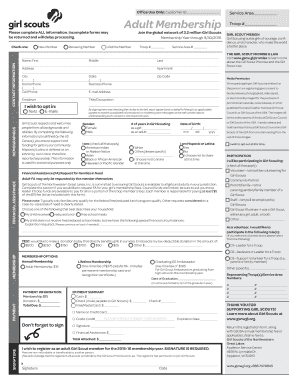 Girl Scouts Adult Membership Application