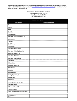 Provider Data Update Form