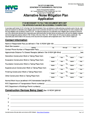 Alternative Noise Mitigation Plan Application