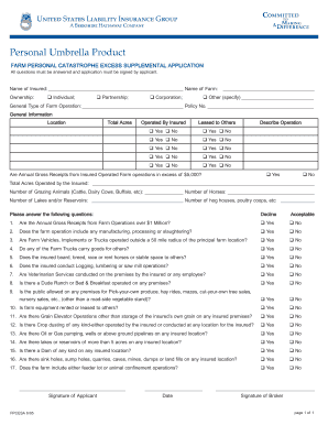 Farm Personal Catastrophe Excess Supplemental Application