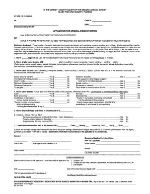 Application for Criminal Indigent Status