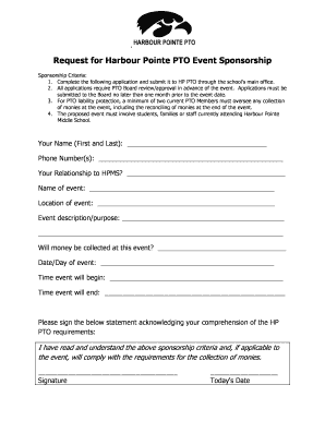 Compare and contrast paragraph topics - Request for Harbour Pointe PTO Event Sponsorship