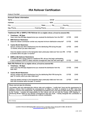 IRA Rollover Certification