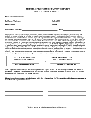 Letter of Recommendation Request Waiver