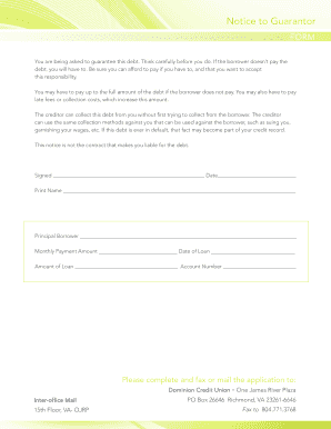 Notice to Guarantor Form