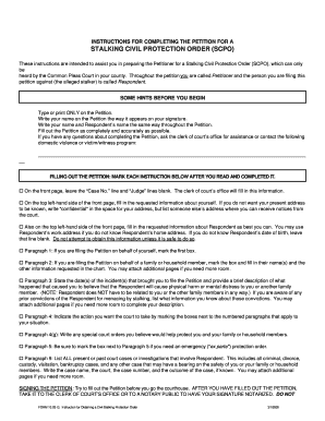 Ohio Stalking Civil Protection Order Petition